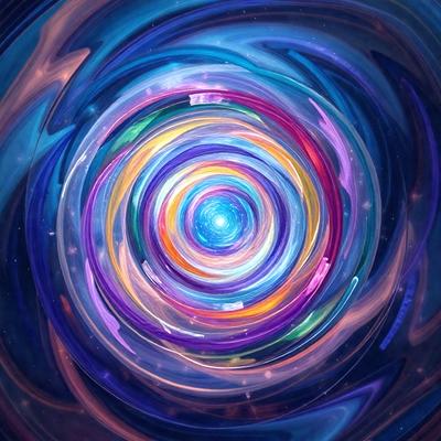 The primary subject of the image is a colorful spiral, which appears to be a digital art or illustration. The spiral is set against a purple background, giving it a vibrant and lively appearance. The visual style of the image suggests that it is a creative and artistic representation of a spiral, possibly inspired by the concept of a galaxy or a swirling pattern. The colors and mood of the image are predominantly purple, which adds a sense of depth and intrigue to the